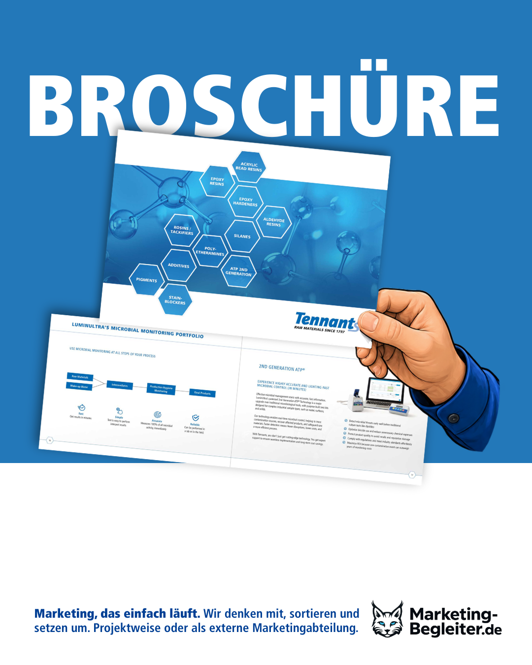 Broschüre für Tennants mit Titel- und Innenseiten