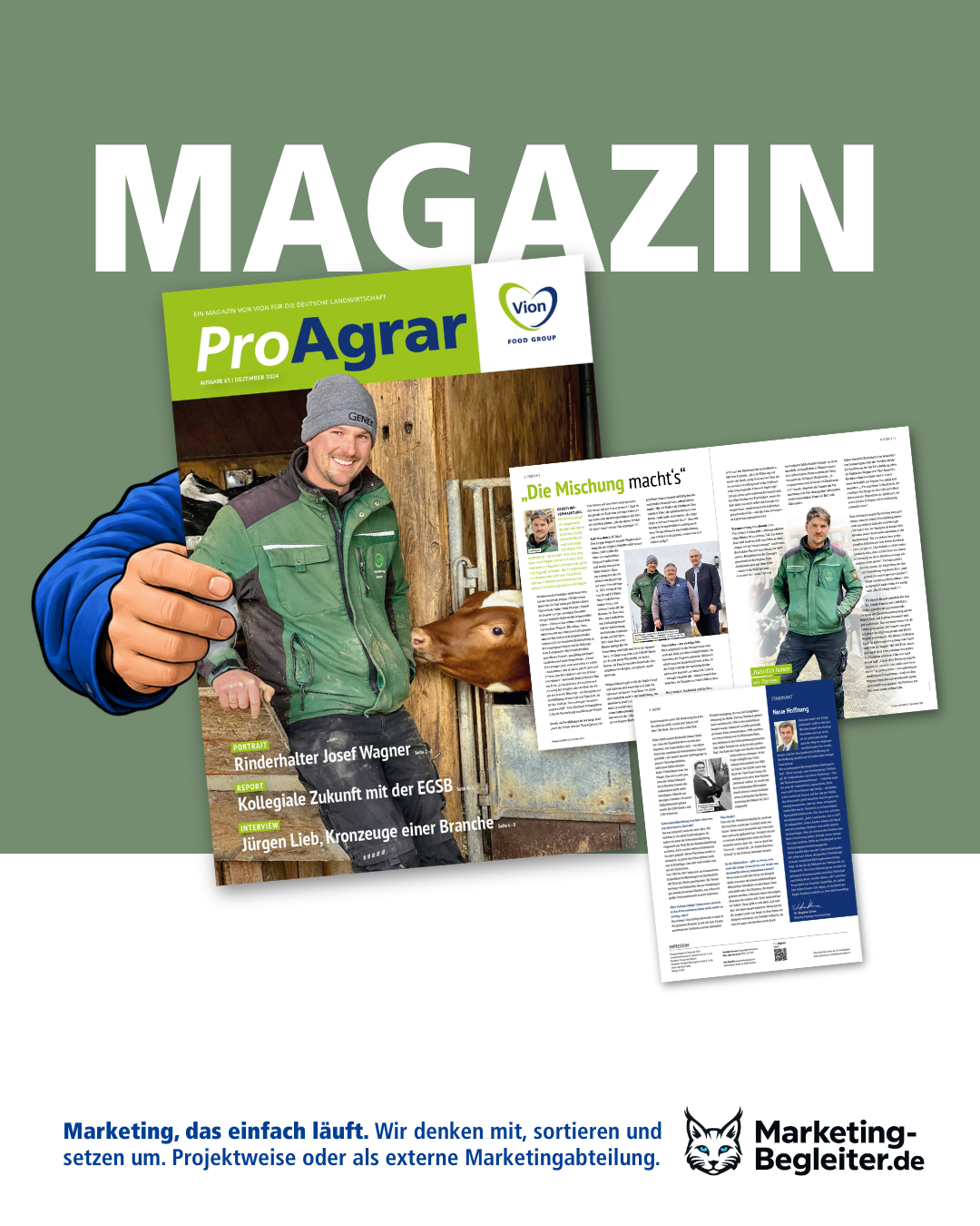 Kundenmagazin Pro Agrar für Vion mit Titel- und Innenseiten