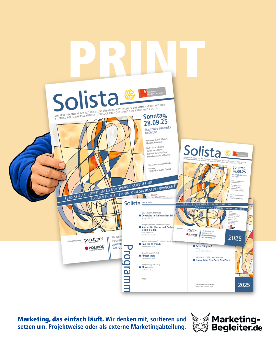 Programm, Plakat und Eintrittskarte für Solista