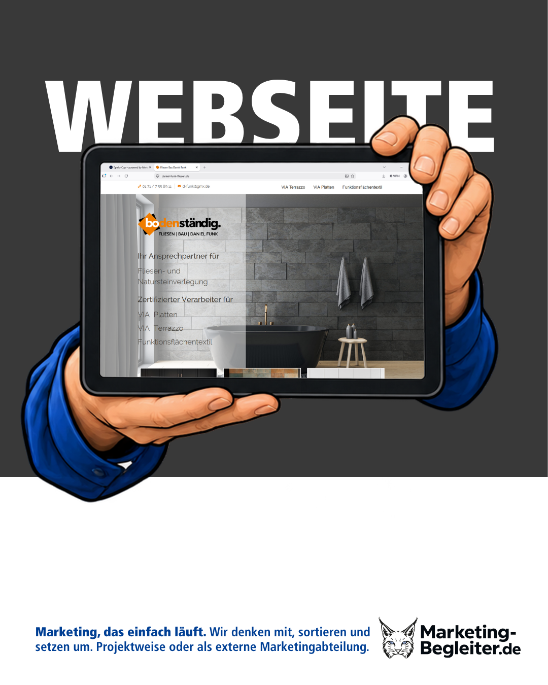 Website für Daniel Funk auf einem Tablet
