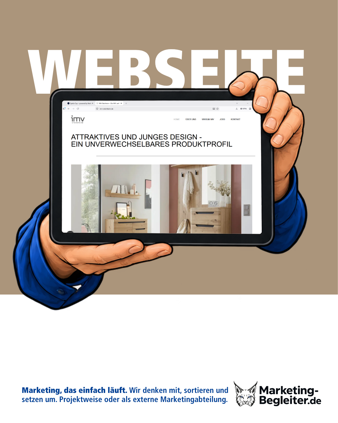 Website für IMV Steinheim auf einem Tablet