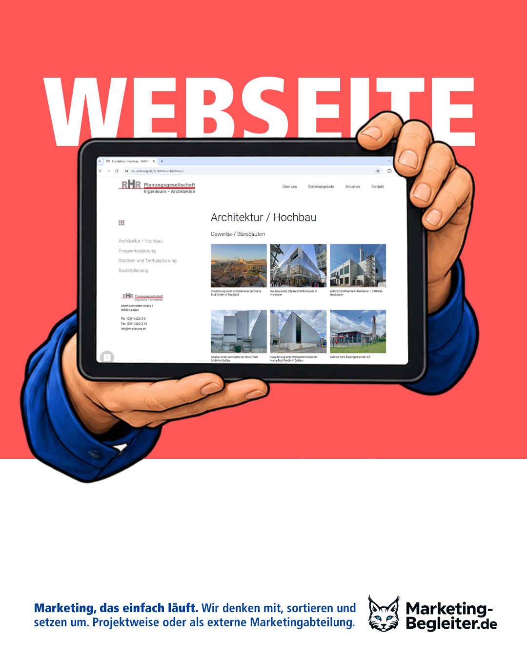 Website für RHR-Planung auf einem Tablet