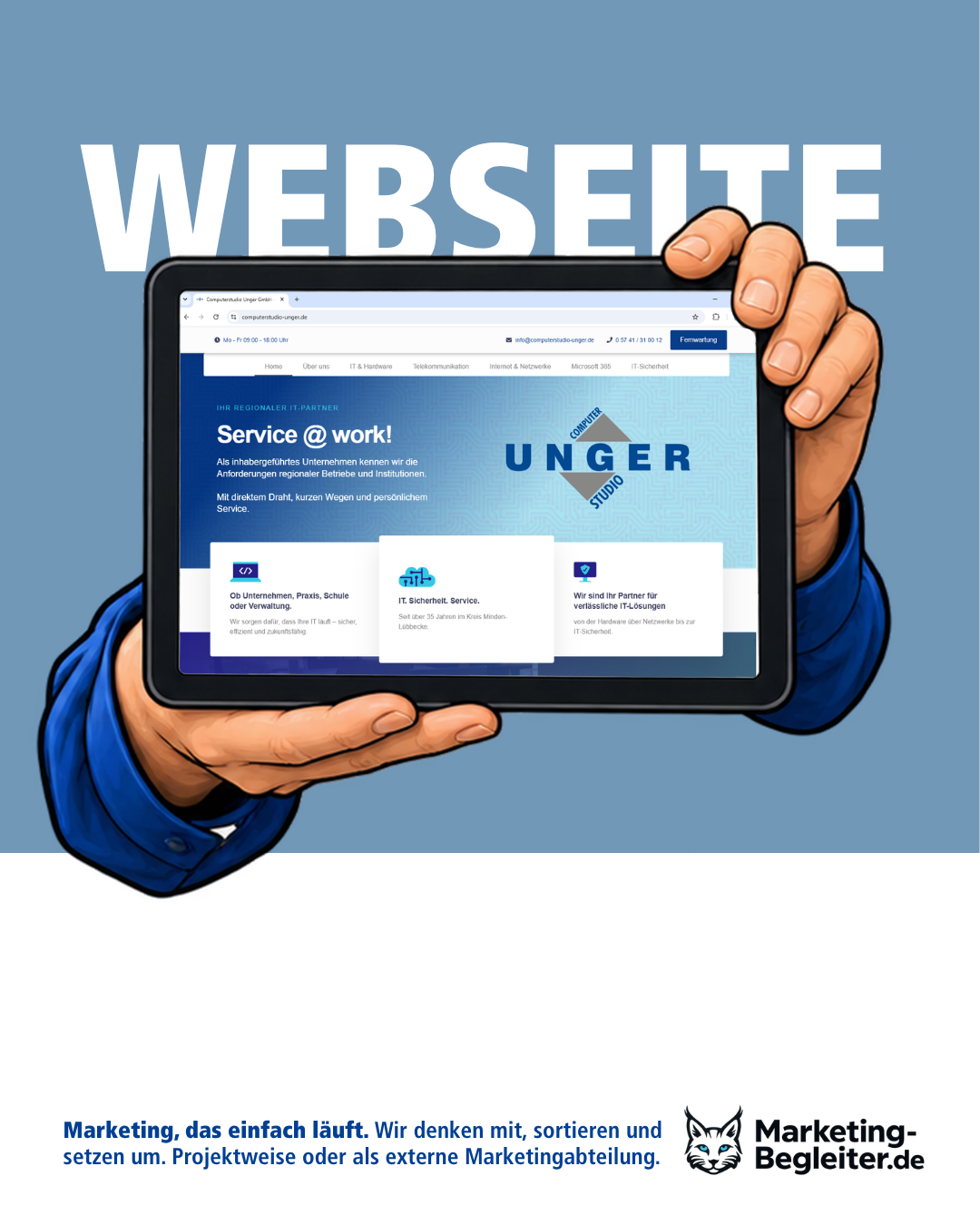 Website-Relaunch für Computerstudio Unger auf einem Tablet